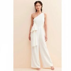 C/MEO Collective Show Them the Shoulder Jumpsuit Ivory Size S